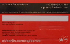 airberlin topbonus Classic Card 2012 Rückseite