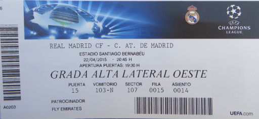 Emirates® Skywards Meilenprogramm, Eintrittskarte Real Madrid gegen Atlético de Madrid im April 2015