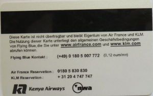 Flying Blue Air France KLM Ivory Mitgliedskarte Rückseite