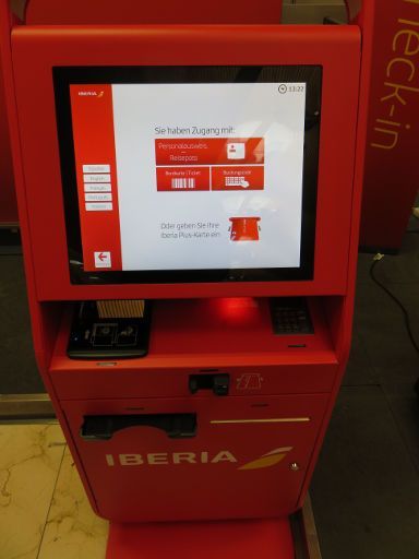 Iberia automatische Gepäckaufgabe, Startbildschirm