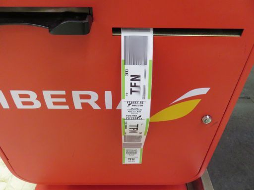 Iberia automatische Gepäckaufgabe, Ausdruck Kofferanhänger