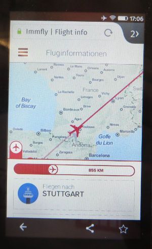 Iberia Express IMMFLY, Anzeige der aktuelle Flugposition