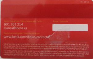 Iberia Plus Meilenprogramm, CLASSIC Card Rückseite