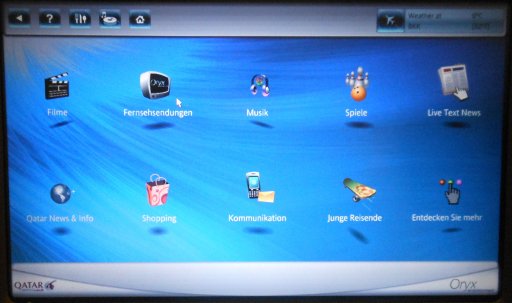 Qatar Airways Touch Screen Bildschirm Economy Klasse 2011
