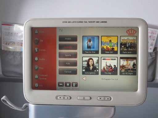 Royal Jordanian Airlines Business Klasse, Airbus A330 Entertainment System