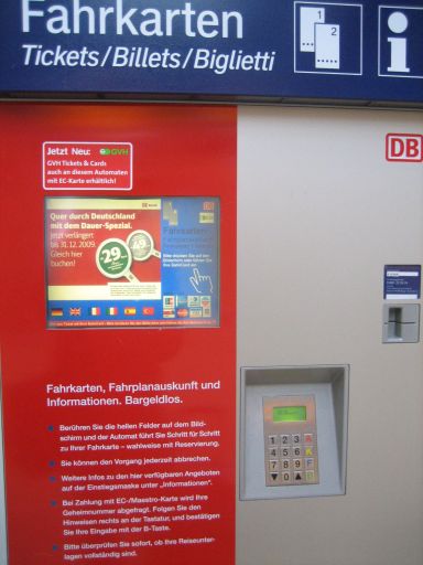 Deutsche Bahn Rail & Fly e–ticket Fahrkartenautomat