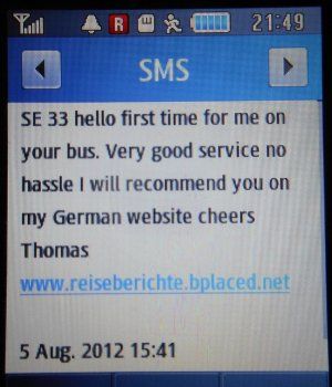 national express, Großbritannien, SMS Bewertung