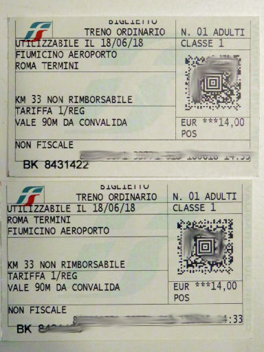 Trenitalia, Leonardo Express, Rom Termini - Flughafen Fiumicino, Fahrkarten für Hin– und Rückfahrt