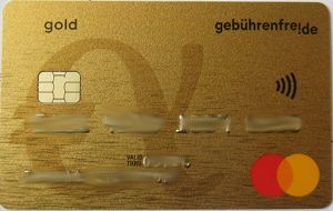 Advanzia Bank www.gebuhrenfrei.com MasterCard® Gold Kreditkarte, 2023 mit EMV Chip und Kontaktlos-Logo