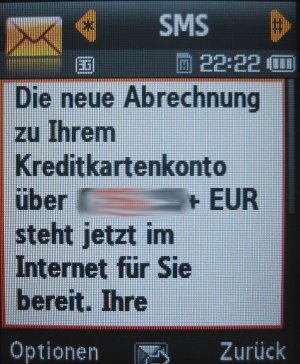 airberlin Visa Classic Karte, SMS bei neuer Rechnung