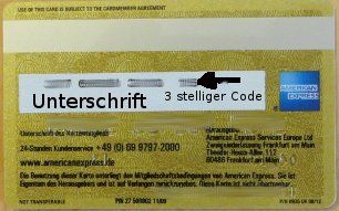 American Express® Gold Card Kreditkarte, Rückseite