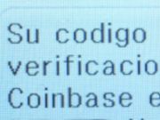 Coinbase Spanien, SMS mit dem Verifikations Code auf einem Alcatel 2051X