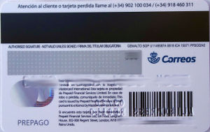 Correos AliExpress™ Regalo MasterCard®, Rückseite mit Magnetstreifen, Feld für die Unterschrift und dem Card Verification Code
