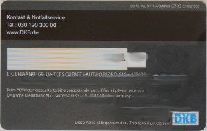 DKB Deutsche Kreditbank AG, DKB–Cash, VISA Karte, Rückseite