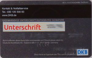 DKB Deutsche Kreditbank AG, DKB–Cash, VISA Karte, Rückseite