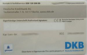 DKB Deutsche Kreditbank AG, DKB, Debit, girocard, vpay, Debit 2020 Rückseite