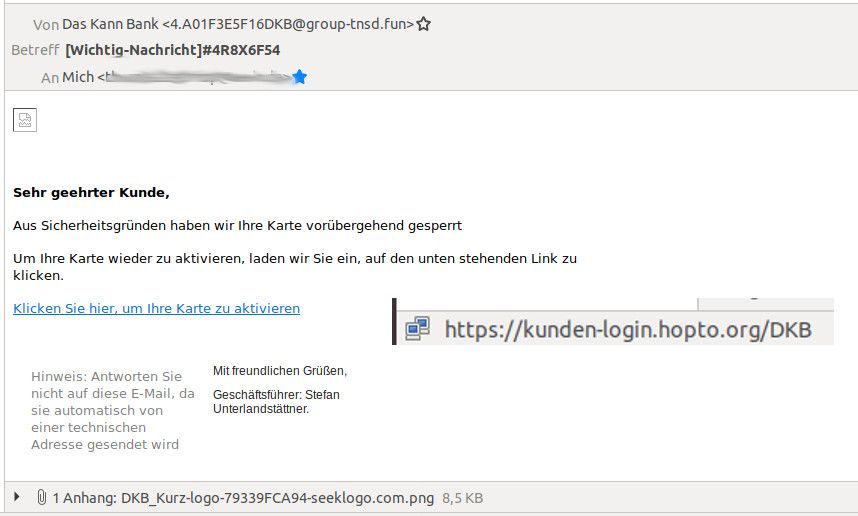 phishing e-mail von 4.A01F3E5F16DKB@group-tnsd.fun Januar 2021