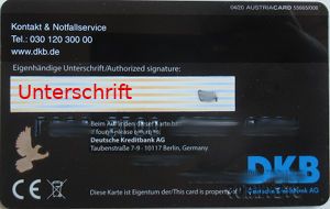 DKB Deutsche Kreditbank AG, DKB–Cash, VISA Karte 2021, Rückseite