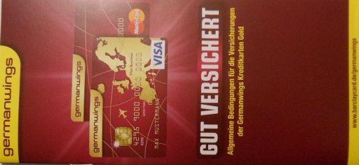 germanwings MasterCard® Gold und germanwings VISA Gold, Versicherungsleistungen