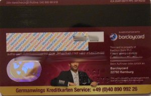 germanwings MasterCard® Gold, Rückseite
