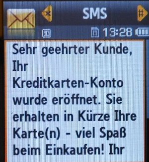 germanwings MasterCard® Gold und germanwings VISA Gold, Info SMS