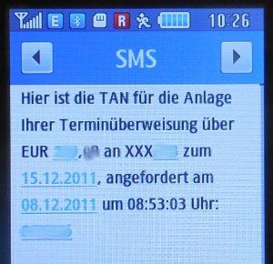 ING–DiBa mTAN SMS auf einem Samsung GT–S3370