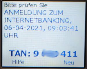 ING–DiBa Log in mit TAN vom OneSpan™ Digipass® 772 photoTAN-Generator