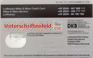 Miles & More Credit Card White MasterCard® Lufthansa® Rückseite