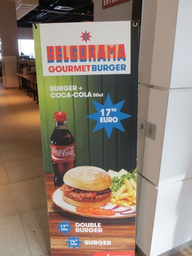 Brüssel, Belgien, Flughafen BRU Airport, Belgorama Gourmet Burger Menü mit Coca Cola 17,80 €