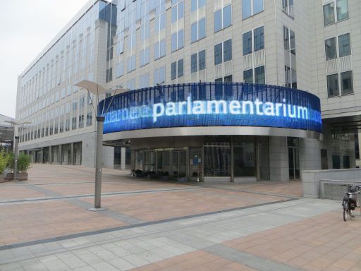 Brüssel, Belgien, Parlamentarium, Besucherzentrum, Eingang Willy Brandt Gebäude