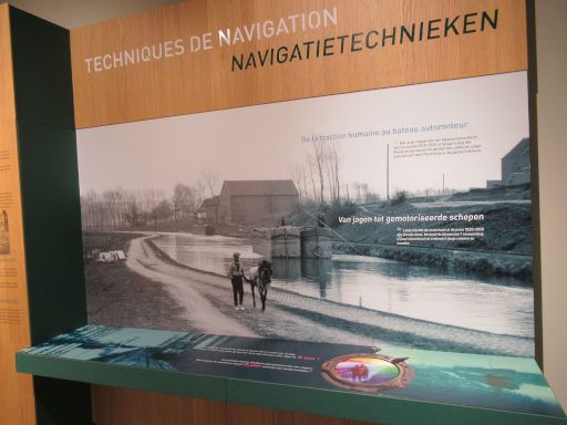 Schiffshebewerk Strépy-Thieu, Besichtigung Ausstellung, Belgien, Treideln mit Pferdekraft