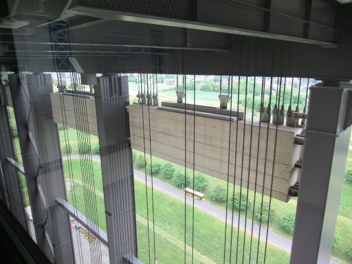 Schiffshebewerk Strépy-Thieu, Besichtigung Ausstellung, Belgien, Gegengewichte und Stahlseile