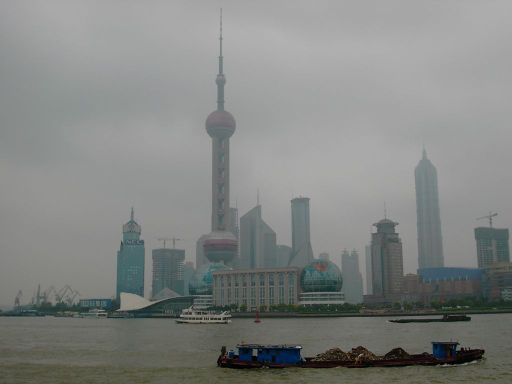 Shanghai, China, Pudong mit dem Fernsehturm und Jinmao Turm