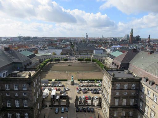 Kopenhagen, Dänemark, Schloss Christiansborg, Blick von der Aussichtsplattform auf die Reitbahn