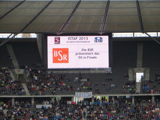 ISTAF 2013, Olympiastadion, Berlin, Deutschland, Anzeige mit Sponsor BSR