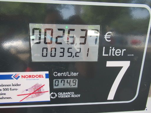 LPG, Autogas Tankstellen, Deutschland, Nordoel Tankstelle, 35,21 Liter je 74,9 Cent 26,37 € im Juli 2021