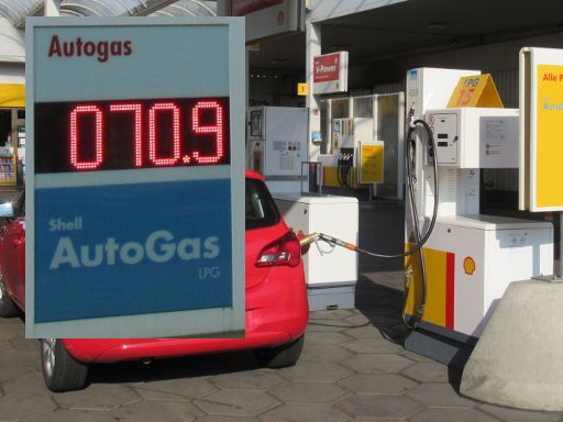 LPG, Autogas Tankstellen, Deutschland, Shell Tankstelle 0,709 € pro Liter LPG im Juli 2021