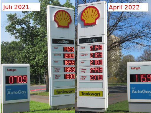 LPG, Autogas Tankstellen, Deutschland, Shell Tankstelle Kraftstoffe Preise Juli 2021 und April 2022