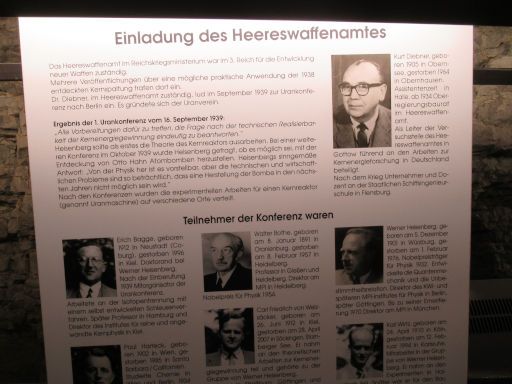 Atomkeller Museum, Haigerloch, Deutschland, Heereswaffenamt Urankonferenz 16. September 1939