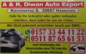 Abgestelle Schrottfahrzeuge, PKW, Abfall, Hannover, Deutschland, Auto K&auml;rtchenh&auml;ndler 2026, A & R Diwan Auto Export +49 157 33 44 11 22