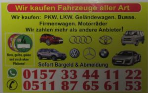 Abgestelle Schrottfahrzeuge, PKW, Abfall, Hannover, Deutschland, Auto K&auml;rtchenh&auml;ndler 2026, A & R Diwan Auto Export +49 511 87 65 61 53