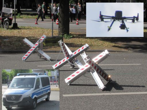 Schützenausmarsch und Schützenfest 2025, Hannover, Deutschland, Polizei mit Drohnen und Panzersperren