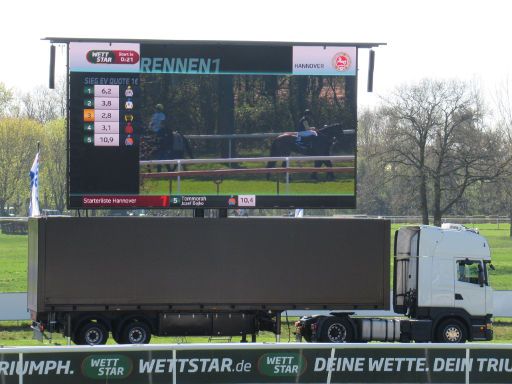 Pferderennbahn Neue Bult, Langenhagen, Deutschland, Großbildmonitor