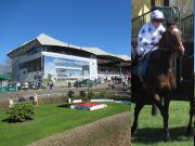 Pferderennbahn Neue Bult, Langenhagen, Deutschland, Absattelring und überdachte Tribüne