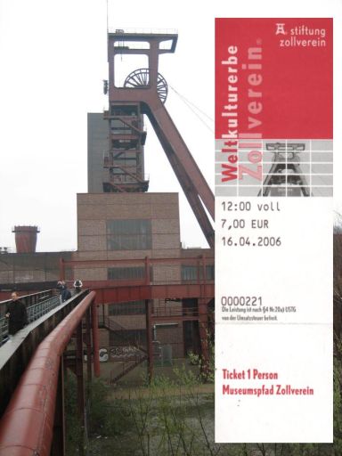 Zollverein®, Essen, Deutschland, Förderbänder, Eintrittskarte