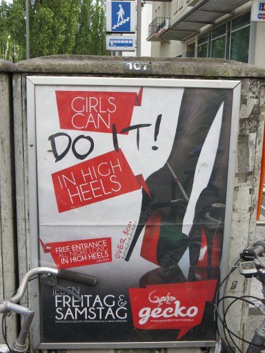 München, Deutschland, Nachtleben, Plakat für High Heel Party im Gecko 2014