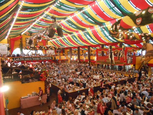 München, Deutschland, Oktoberfest 2012, Hippodrom Blick von der Champanger Bar ins Zelt