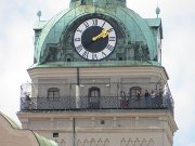 Sankt Peter Kirche, München, Deutschland, Aussichtsplattform unterhalb der Uhr