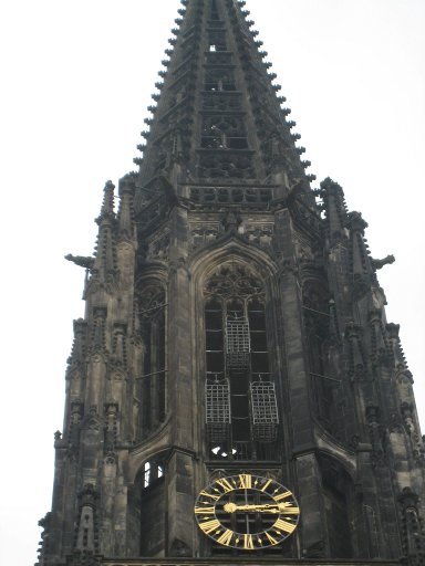 Münster, Deutschland, St. Lamberti Kirche mit drei Eisenkörben