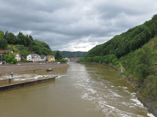 Saarschleife Mettlach & Orscholz, Deutschland, Blick von der Staustufe Richtung Mettlach